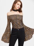 Shein Leopard Print Bell Sleeve Top