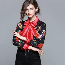 Shein Tie Neck Floral Print Shirt