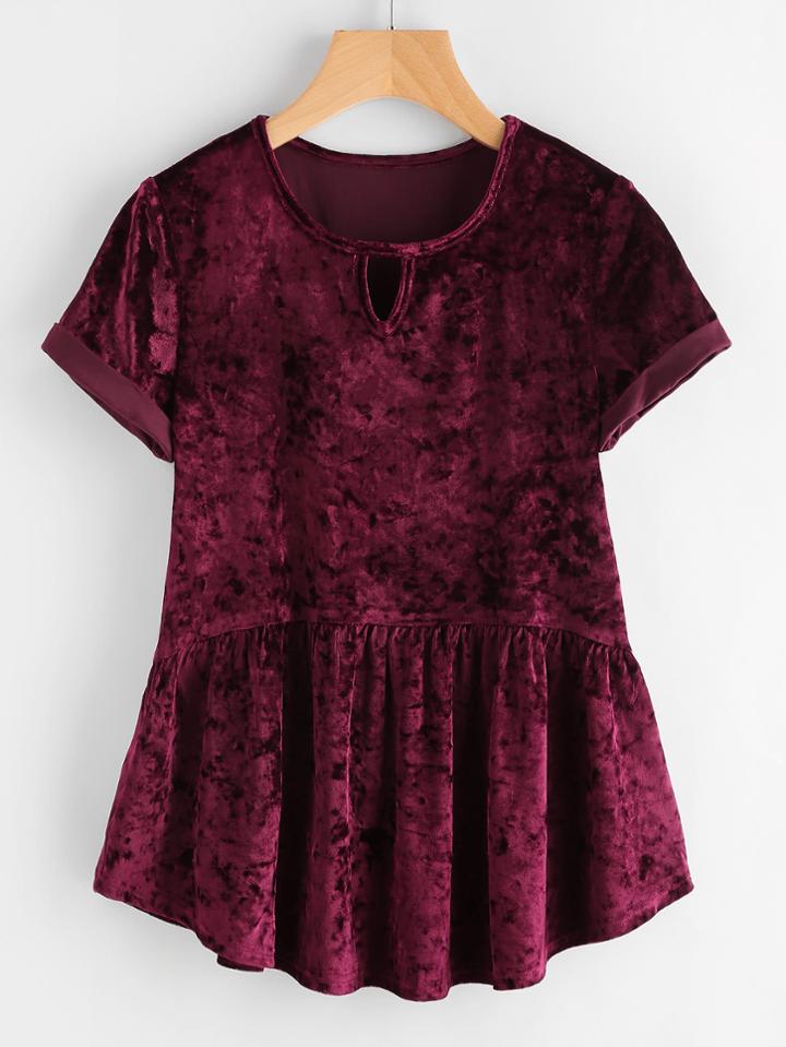 Shein Keyhole Front Crushed Velvet Smock Tee