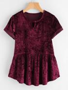 Shein Keyhole Front Crushed Velvet Smock Tee