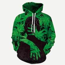 Shein Men Allover Leaf Print Hooded Sweatshirt