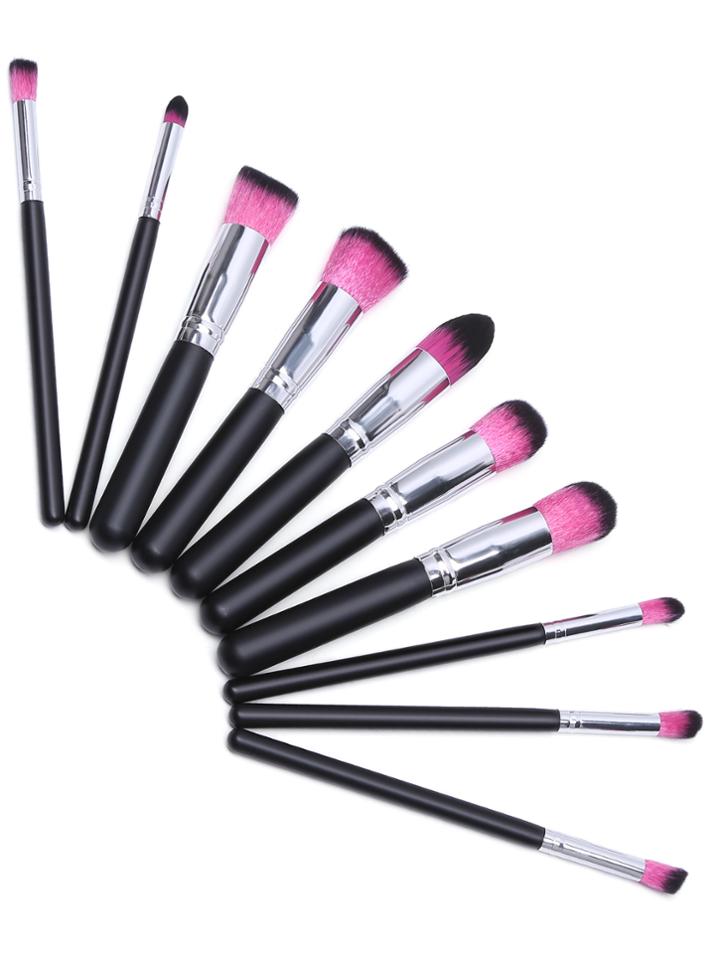 Shein Black And Hot Pink Makeup Brush Set