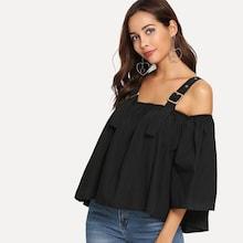 Shein Open Shoulder Strap Detail Top