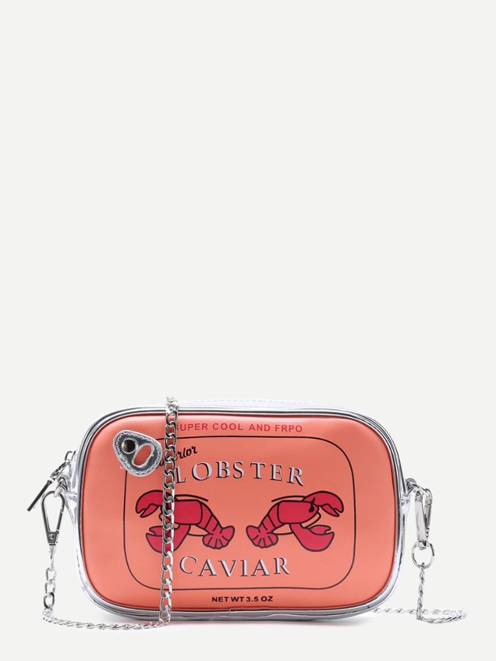 Shein Orange Can Shaped Metallic Leather Crossbody Chain Bag