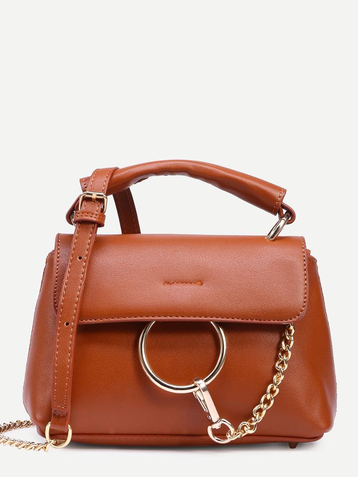 Shein Orange Ring Chain Accent Satchel Bag