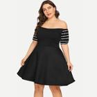 Shein Plus Varsity-striped Off Shoulder Dress