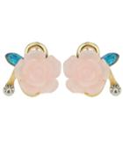 Shein Pink Small Resin Rose Flower Earrings