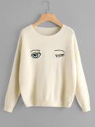 Shein Wink Eyes Embroidered Jumper