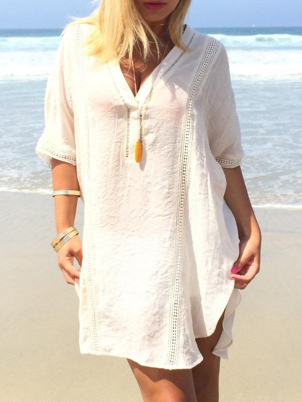 Shein Deep V Dip Hem Tunic Dress