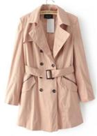 Rosewe Trendy Long Sleeve Turndown Collar Double Breasted Trench Coat