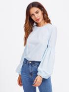 Shein Exaggerated Lantern Sleeve Pearl Detail Blouse