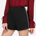 Shein Pearl Beaded Side Zip Back Shorts