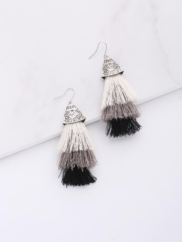 Shein Tiered Tassel Drop Earrings