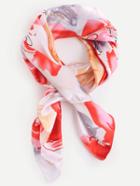 Shein Red Floral Print Square Scarf
