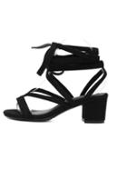 Shein Black Faux Suede Crisscross Lace-up High Knee Sandals