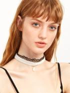Shein White Velvet Faux Pearl Lace Choker Necklace