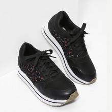 Shein Flower Lace Panel Lace Up Trainers