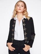 Shein Golden Button Embellished Embroidery Blazer