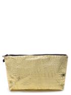 Shein Sparkly Gold Croc Embossed Pu Makeup Clutch