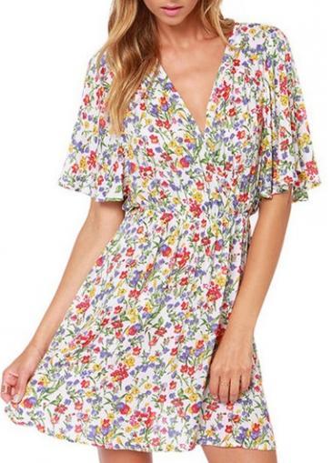 Rosewe Charming Print Design Cutout Pattern A Line Dress