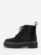 Shein Crocodile Pattern Lace Up Ankle Boots