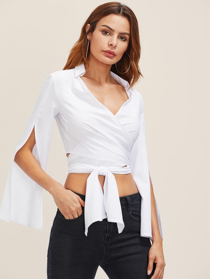 Shein Cutout Back Crisscross Wrap Tie Detail Top