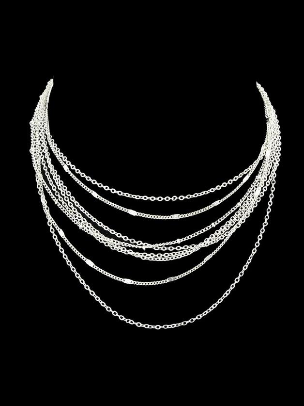 Shein Silver Multi Layers Chain Necklace For Fashion Women Accessories