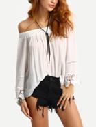 Shein Off-the-shoulder Lace Trimmed Blouse - White