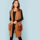 Shein Exaggerate Collar Sleeveless Duffle Coat