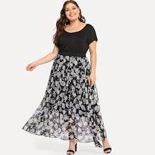 Shein Plus Mixed Media Floral Dress