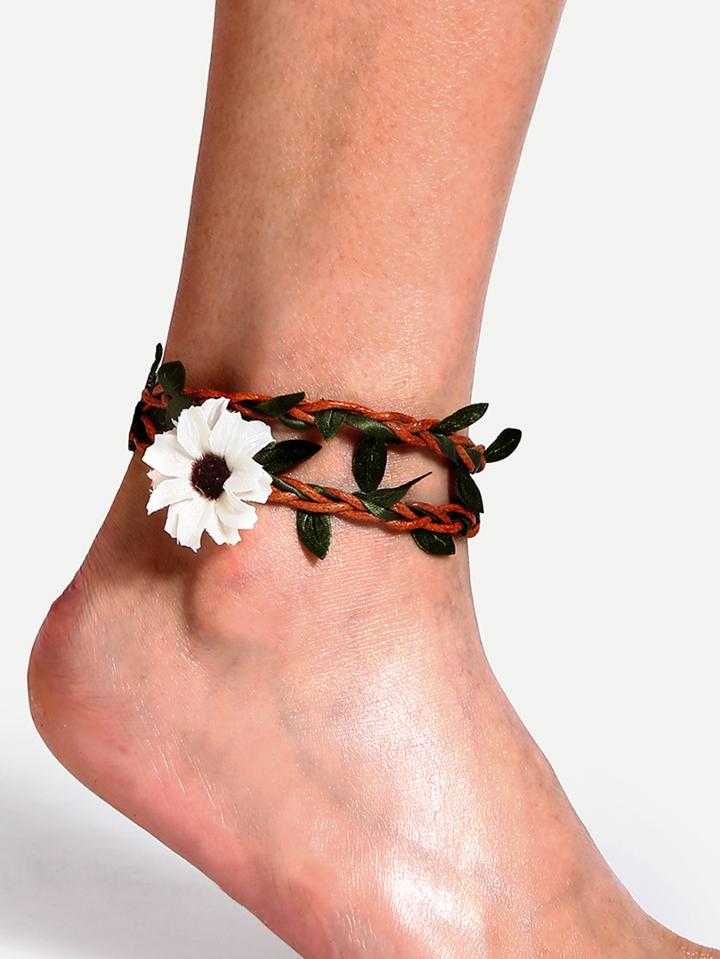 Shein Simple Handmade Flower Beach Anklet