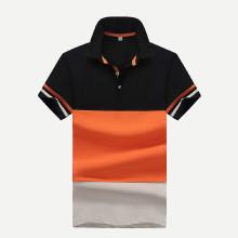 Shein Men Contrast Panel Varsity Striped Polo Shirt