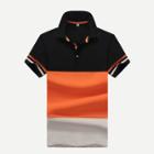 Shein Men Contrast Panel Varsity Striped Polo Shirt