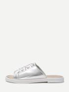 Shein Silver Peep Toe Lace Up Casual Slippers