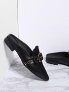 Shein Black Buckle Design Point Toe Slippers