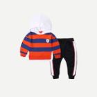 Shein Toddler Boys Striped Hoodie With Contrast Tape Side Pants