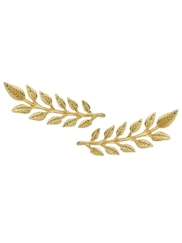 Shein 2 Pcs/pair Fashion Gold-color Leaf Brooches Pin Tie Clips