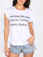 Shein White Letter Print Cap Sleeve T-shirt