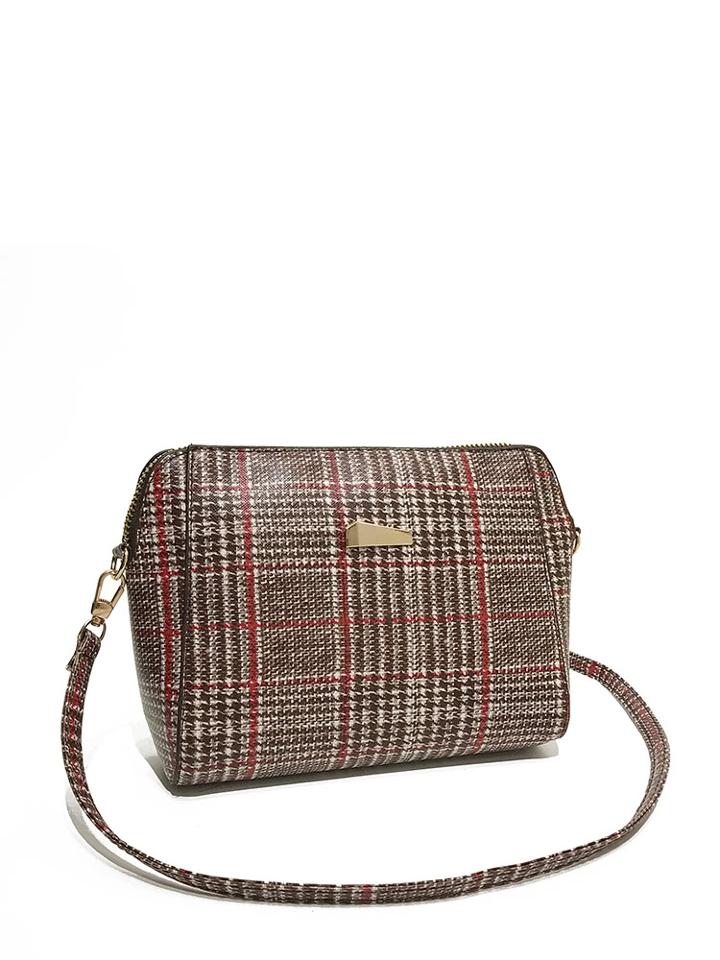 Shein Metal Detail Tweed Crossbody Bag