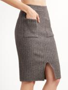 Shein Grey Elastic Waist Slit Skirt With Pockets