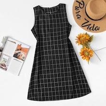 Shein Keyhole Back Checked Dress