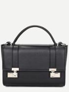 Shein Black Dual Pushlock Satchel Bag