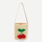 Shein Cherry Decorated Straw Bucket Bag