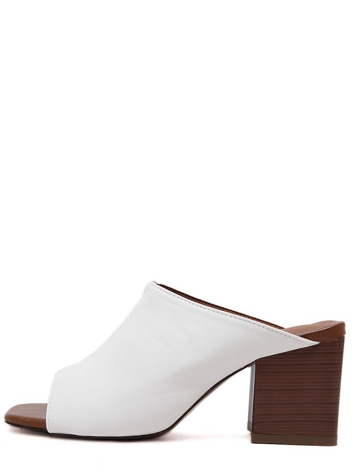 Shein White Peep Toe Chuncky Sandals