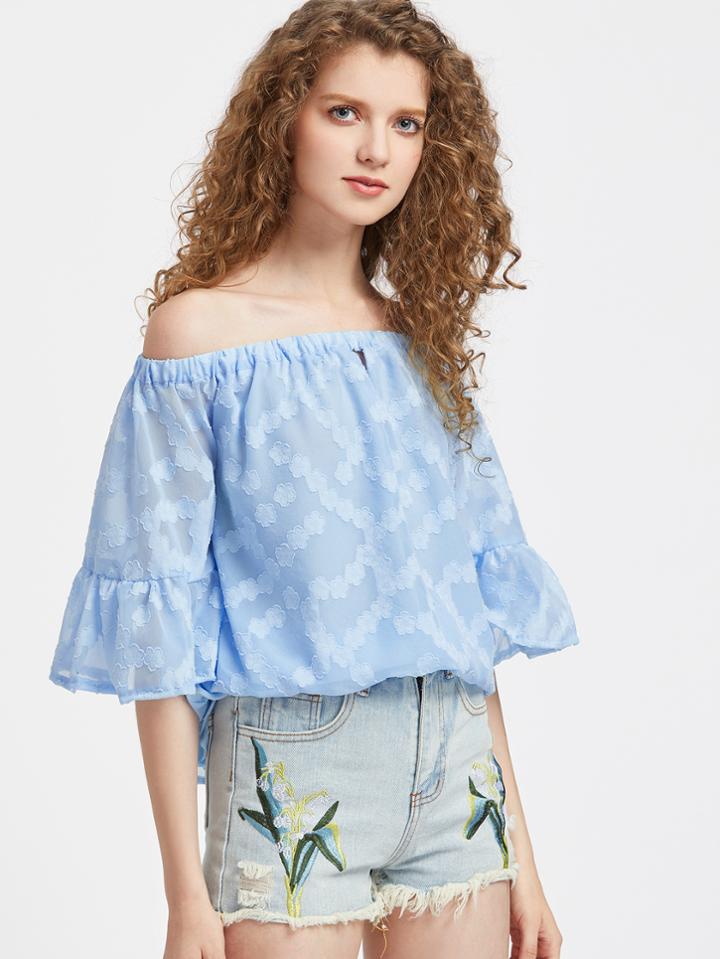 Shein Boat Neckline Bell Sleeve Top