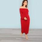 Shein Plus Off Shoulder Lantern Sleeve Bodycon Dress