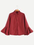 Shein Burgundy Tiered Bell Sleeve Shirt