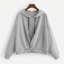 Shein Plus Twist Front Drawstring Detail Hoodie