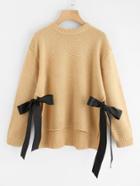 Shein Bow Tie Side High Low Sweater