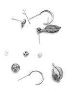 Shein Silver Plated Multi Shape Stud Earrings Set